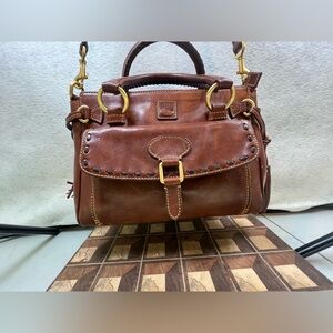 Dooney Bourke Handbag Chestnut Florentine Leather Front Pocket‎ Satchel